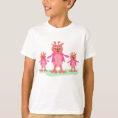 T-shirt Imaginaire rose mignon Créatures Aliens lunaires (Devant)