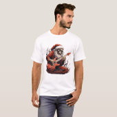 T-shirt Imaginaire Skull Skeleton Père Noël Jouer Guitare  (Devant entier)