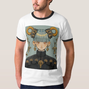 T-shirt Imaginaire Steampunk Ornate Anime Girl