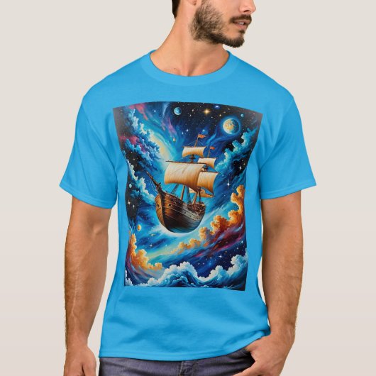 T-shirt Imaginaire voilier dans l'espace Tee (Devant)