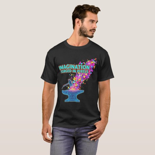 T-shirt Imagination forgée en pixels (Devant entier)