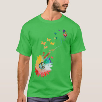 T-shirt Imaginez le papillon de fleurs Terre signe de paix