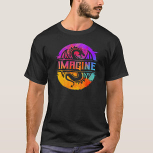 T-shirt Imaginez l'Imaginaire Dragon Retro Tribal