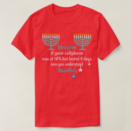 T-shirt Imaginez votre portable comprendre Menorah Hanoukk (Design devant)