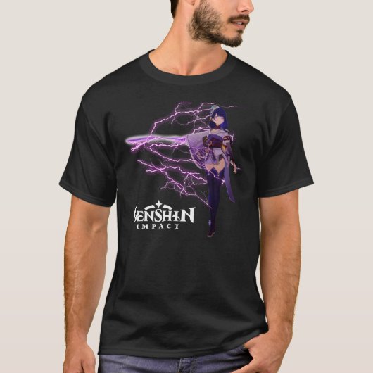 T-shirt Impact Genshin - Raiden Shogun Ei (Avec Logo) Ess (Devant)
