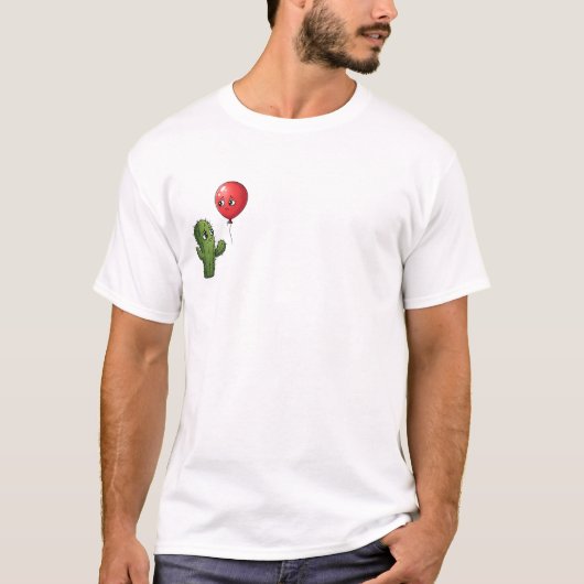 T-shirt Impossible Love: Sad Cartoon Cactus and Balloon (Devant)