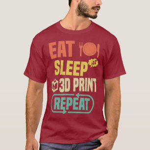 T-shirt Impression 3D Dormir Manger Répéter Impression 3D