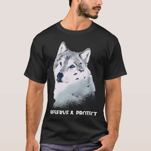 T-shirt Impression au dos Préserver et protéger les loups (Devant)