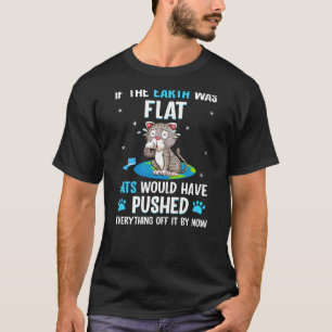 T-shirt Impression au dos si La Terre était Plate Les Chat