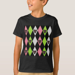 T-shirt Impression colorée d'Arlequin avec des cœurs de ro