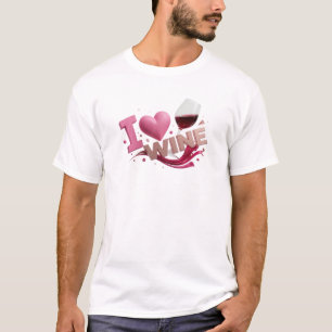 T-shirt Impression créative I LOVEW WINE rose accrocheuse