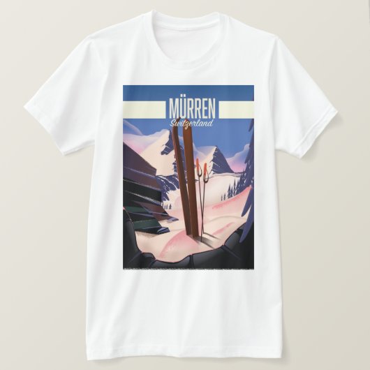 T-shirt Impression d'affiches de ski de Murren Suisse. (Design devant)