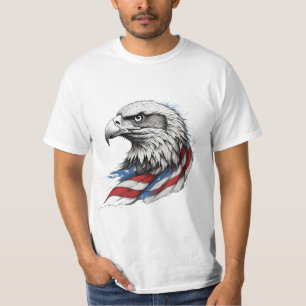 T-shirt Impression d'aigle patriotique – Drapeau américain