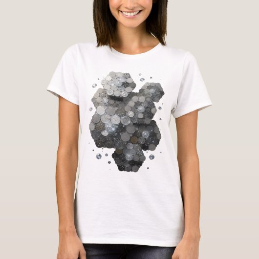 T-shirt Impression d'art ABSTRACT ART argentée chic (Devant)