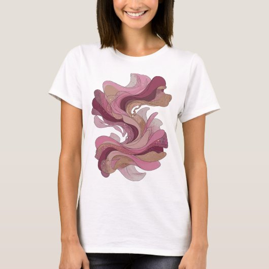 T-shirt Impression d'art abstrait argenté accrocheur (Devant)