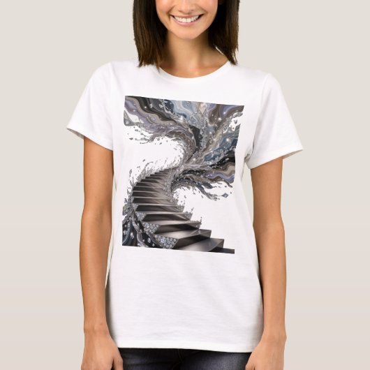 T-shirt Impression d'art abstrait argenté WITTY (Devant)