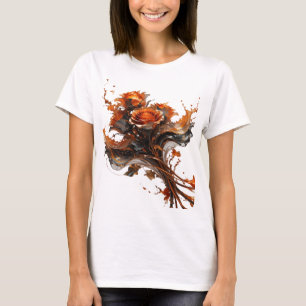 T-shirt Impression d'art abstrait orange dynamique
