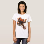 T-shirt Impression d'art abstrait orange dynamique (Devant entier)