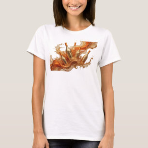 T-shirt Impression d'art abstrait orange moderne