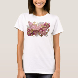 T-shirt Impression d'art abstrait rose GRAS