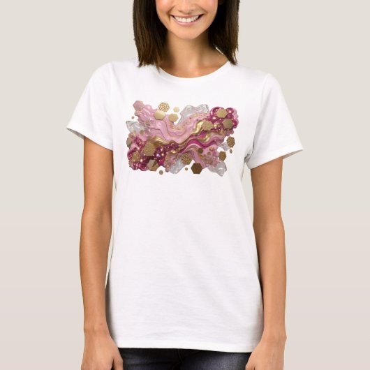 T-shirt Impression d'art abstrait rose GRAS (Devant)