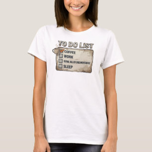 T-shirt Impression d'art COFFEE WORK TRUE CRIME Or Moderne