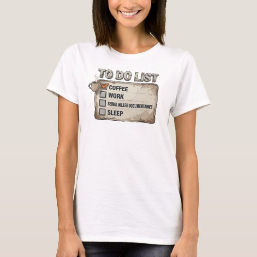 T-shirt Impression d'art COFFEE WORK TRUE CRIME Or Moderne (Devant)