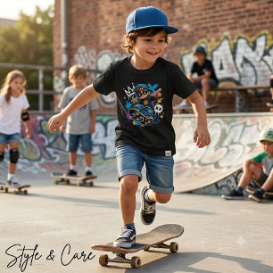 T-shirt Impression d'art cool de skater de dessin animé de