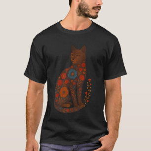 T-shirt Impression d'art de chat floral décoratif