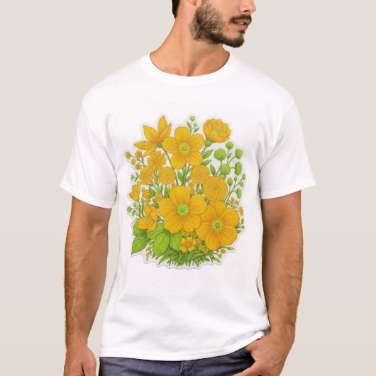 T-shirt impression d'art de conception florale  (Devant)