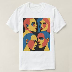T-shirt Impression d'art de grille de visages abstraits, v