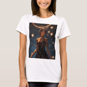 T-shirt Impression d'art de la fille aux bois de cerf myst