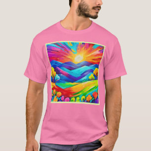T-shirt Impression d'art de montagne au coucher du soleil