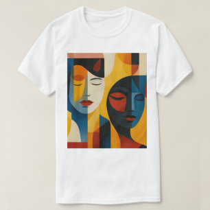 T-shirt Impression d'art de visages abstraits, portrait do