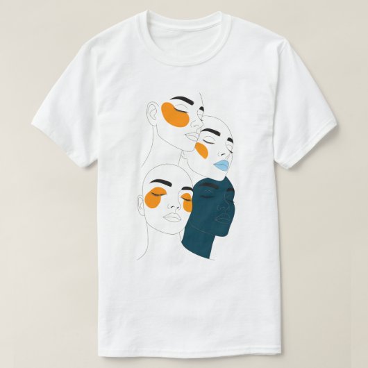 T-shirt Impression d'art en ligne abstraite, quatre visage (Design devant)