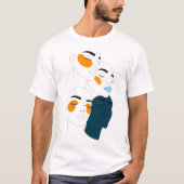T-shirt Impression d'art en ligne abstraite, quatre visage (Devant)