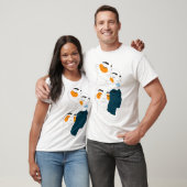 T-shirt Impression d'art en ligne abstraite, quatre visage (Unisexe)