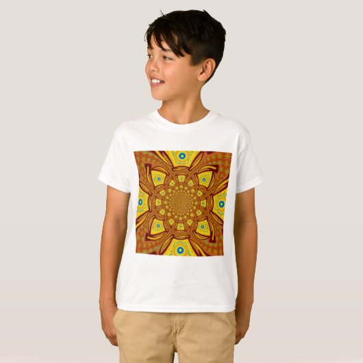 T-shirt Impression d'art Kaleidoscope d'or (Devant entier)