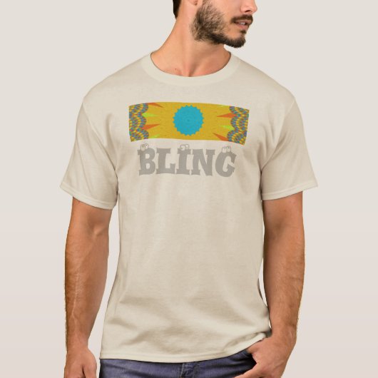 T-shirt Impression d'art mandala cyan et or (Devant)