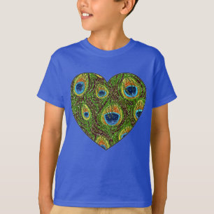 T-shirt Impression d'art scintillante de plume de paon