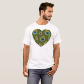 T-shirt Impression d'art scintillante de plume de paon (Devant entier)