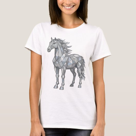 T-shirt Impression de cheval gris LOW POLY Snappy (Devant)