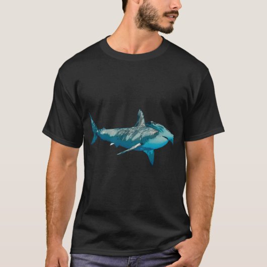 T-shirt Impression de couleur de requin marteau (Devant)