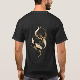 T-shirt Impression de dos abstraite en noir crème or luxue