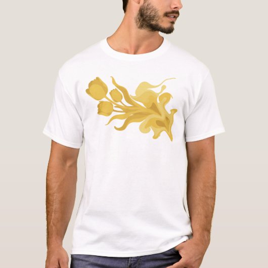 T-shirt Impression de fleurs abstraites dynamiques de mode (Devant)