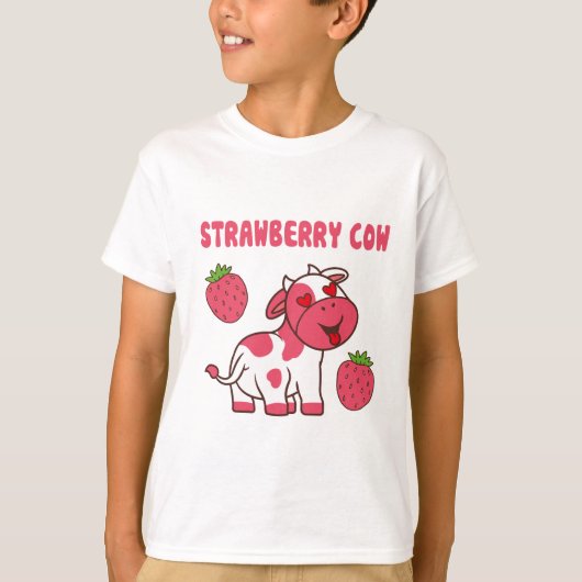 T-shirt Impression de la vache à fraise mignonne (Devant)