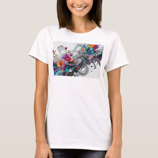 T-shirt Impression de mode ART ABSTRAIT Argentée (Devant)