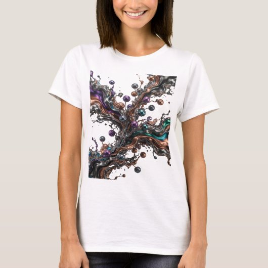 T-shirt Impression de mode ART ABSTRAIT Argentée Cool (Devant)