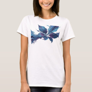 T-shirt Impression de mode de feuilles abstraites bleu mar
