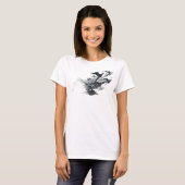 T-shirt Impression de mode oiseaux abstraits argentés élég (Devant entier)